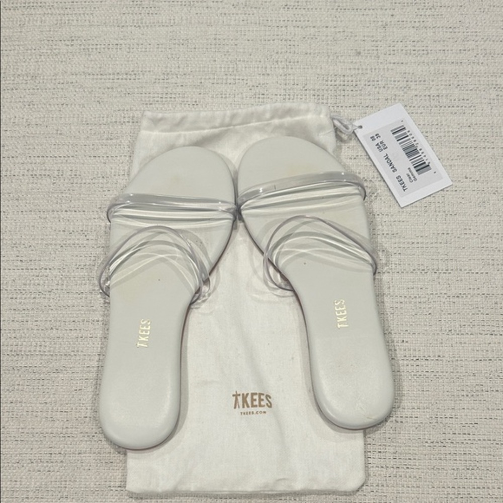 TKEES Women's White Sandals with Clear Straps